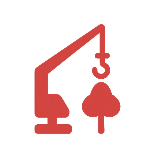 Line icon of a crane lifting a tree section